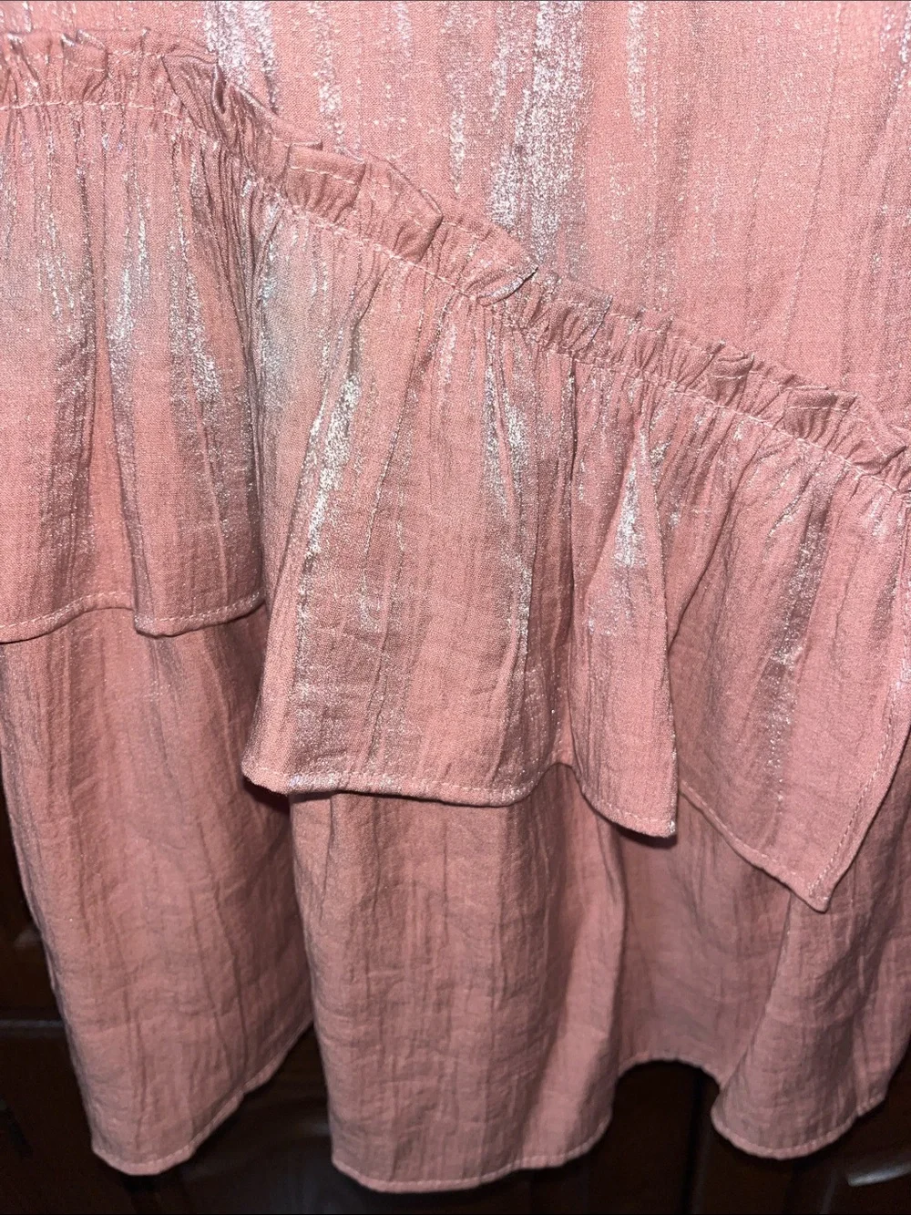 Zara Dusty Pink Shimmering Ruffle-Trim Dress Size 9